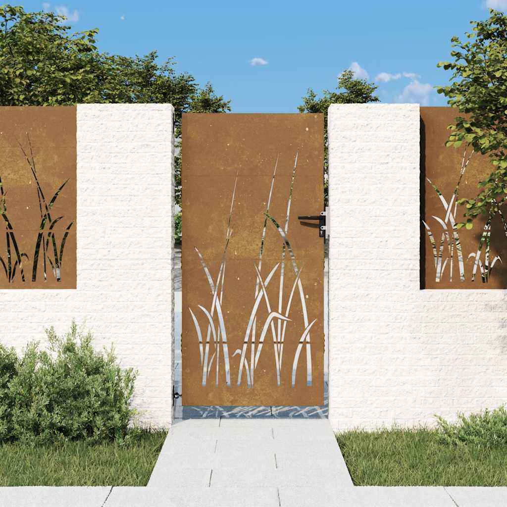 Portail De Jardin Acier Corten Conception D'herbe