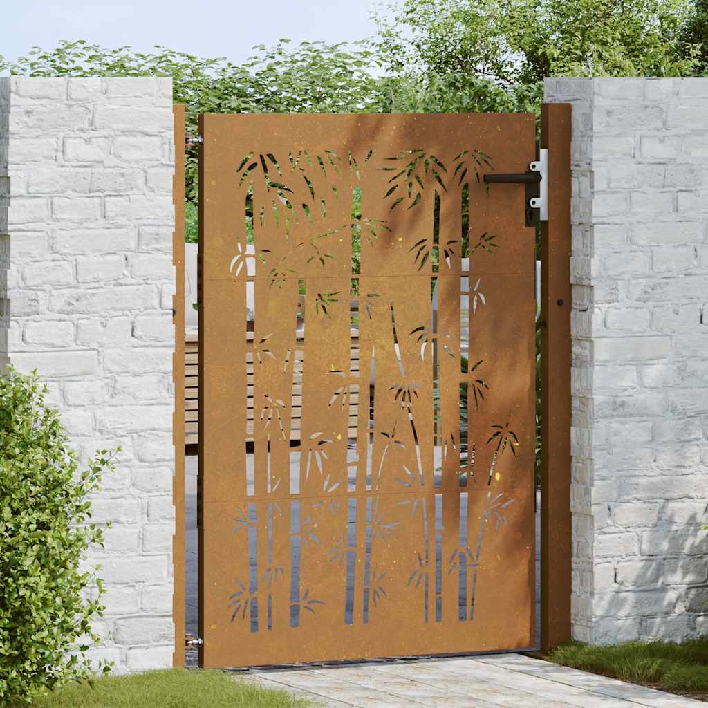 Portail De Jardin En Acier Corten Et Bambou