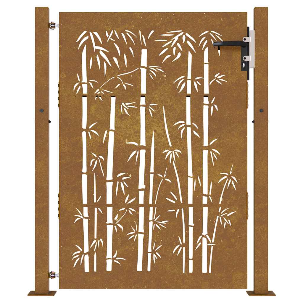 Portail De Jardin En Acier Corten Et Bambou