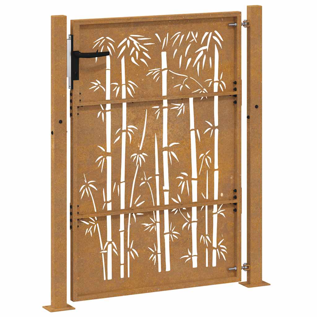 Portail De Jardin En Acier Corten Et Bambou