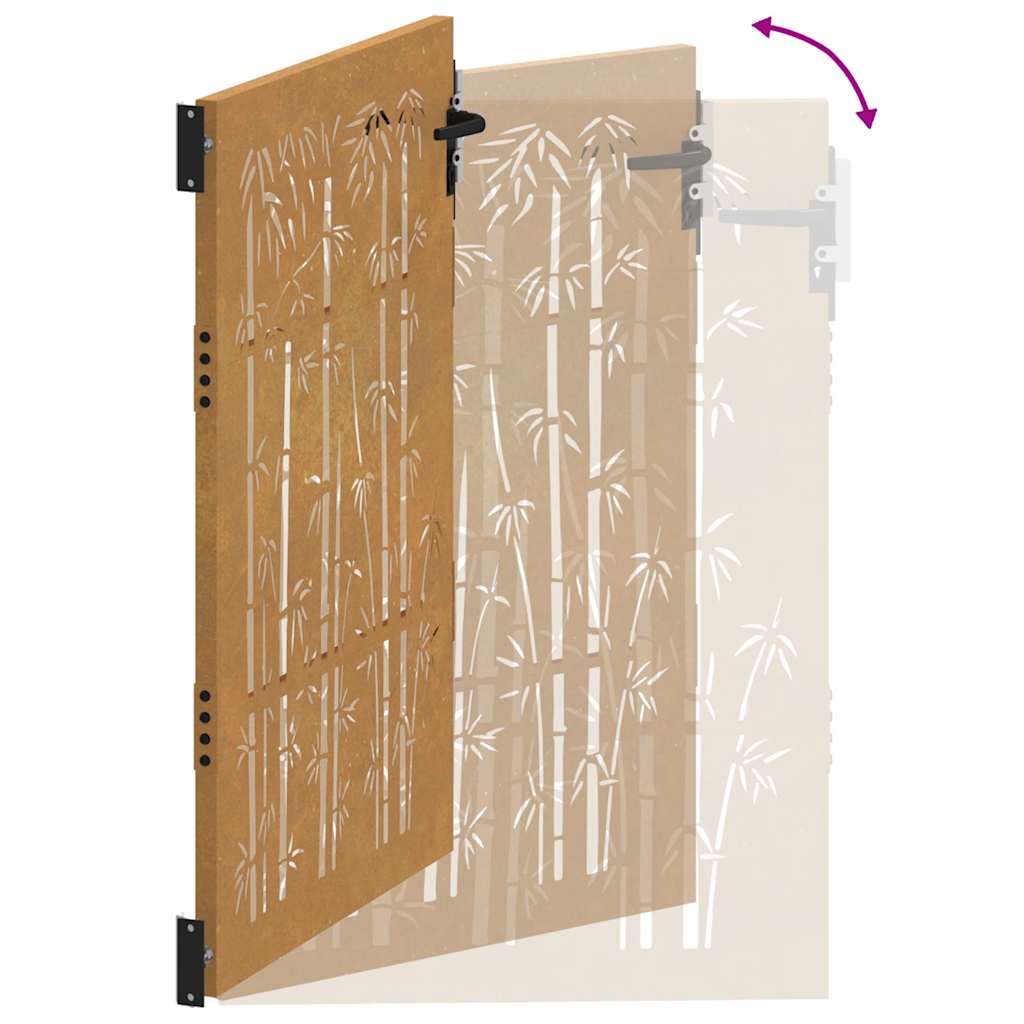 Portail De Jardin En Acier Corten Et Bambou