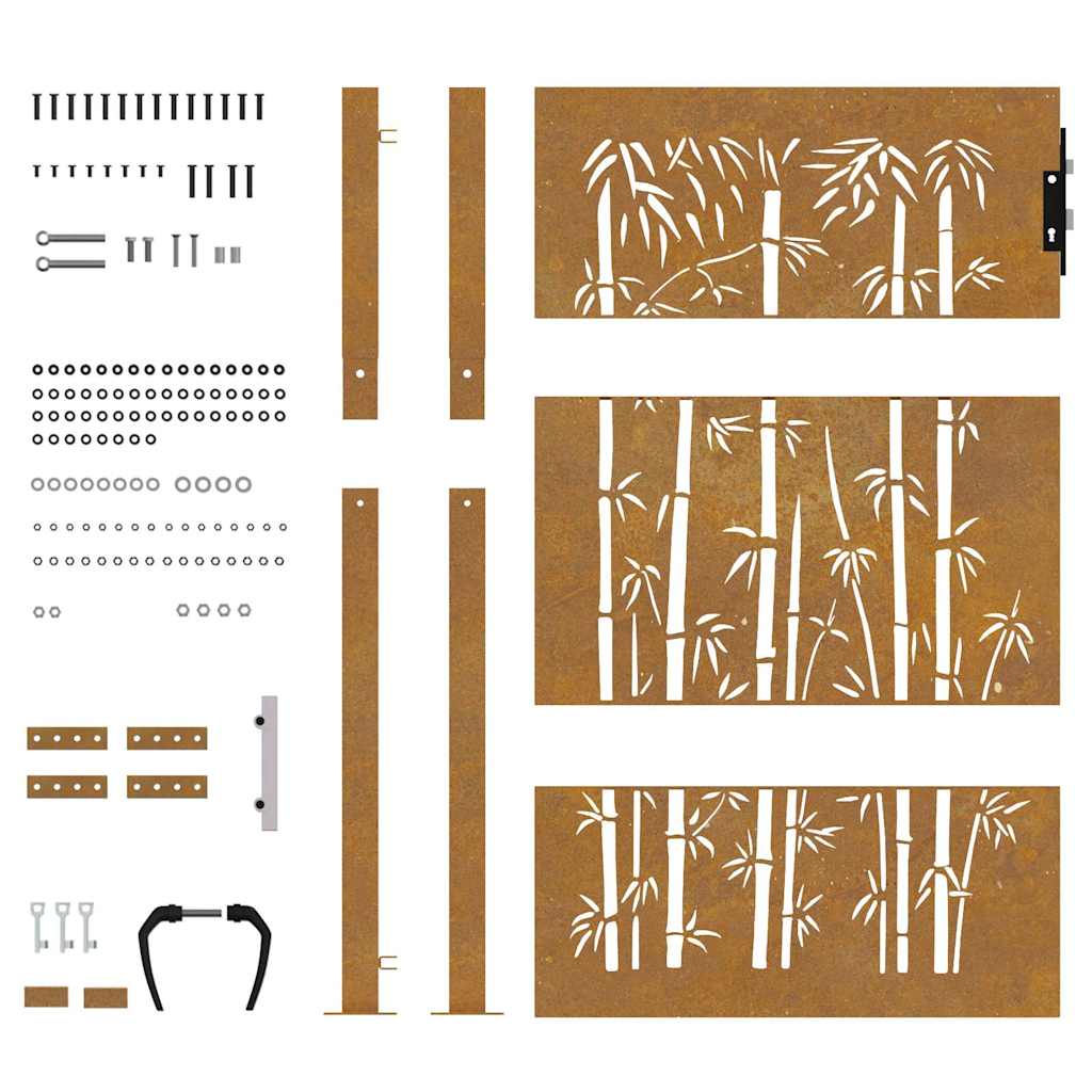Portail De Jardin En Acier Corten Et Bambou