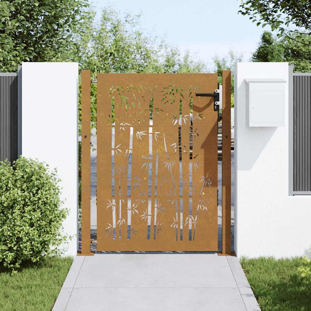Portail De Jardin En Acier Corten Et Bambou