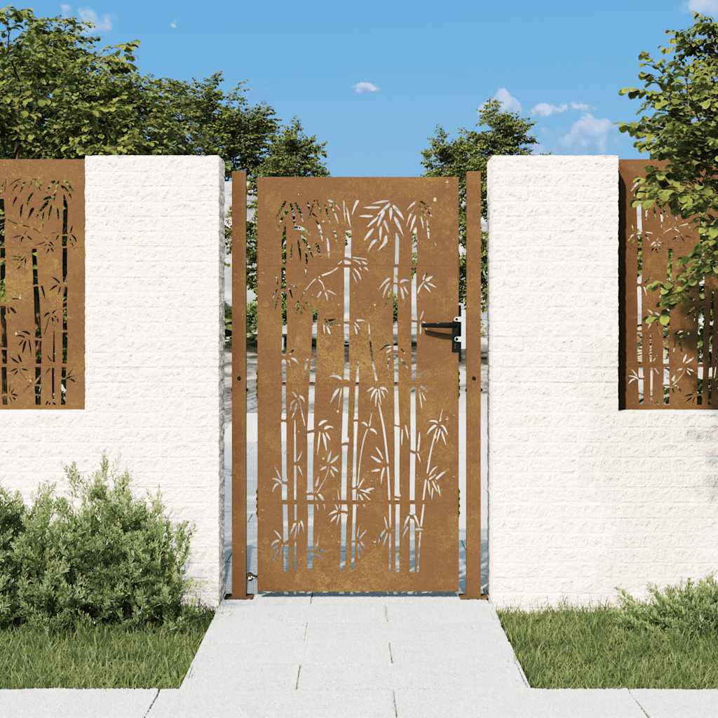 Portail De Jardin En Acier Corten Et Bambou