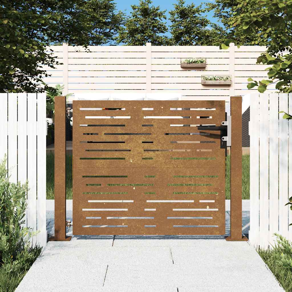 Portail De Jardin En Acier Corten, Design Carré