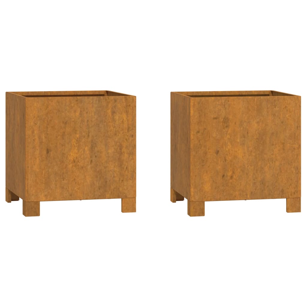 Jardinières Avec Pieds 2 Pcs Rouillé Acier Corten