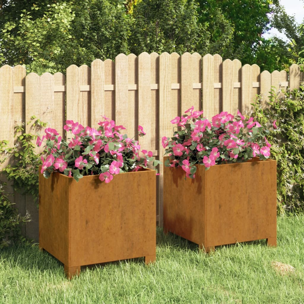 Jardinières Avec Pieds 2 Pcs Rouillé Acier Corten