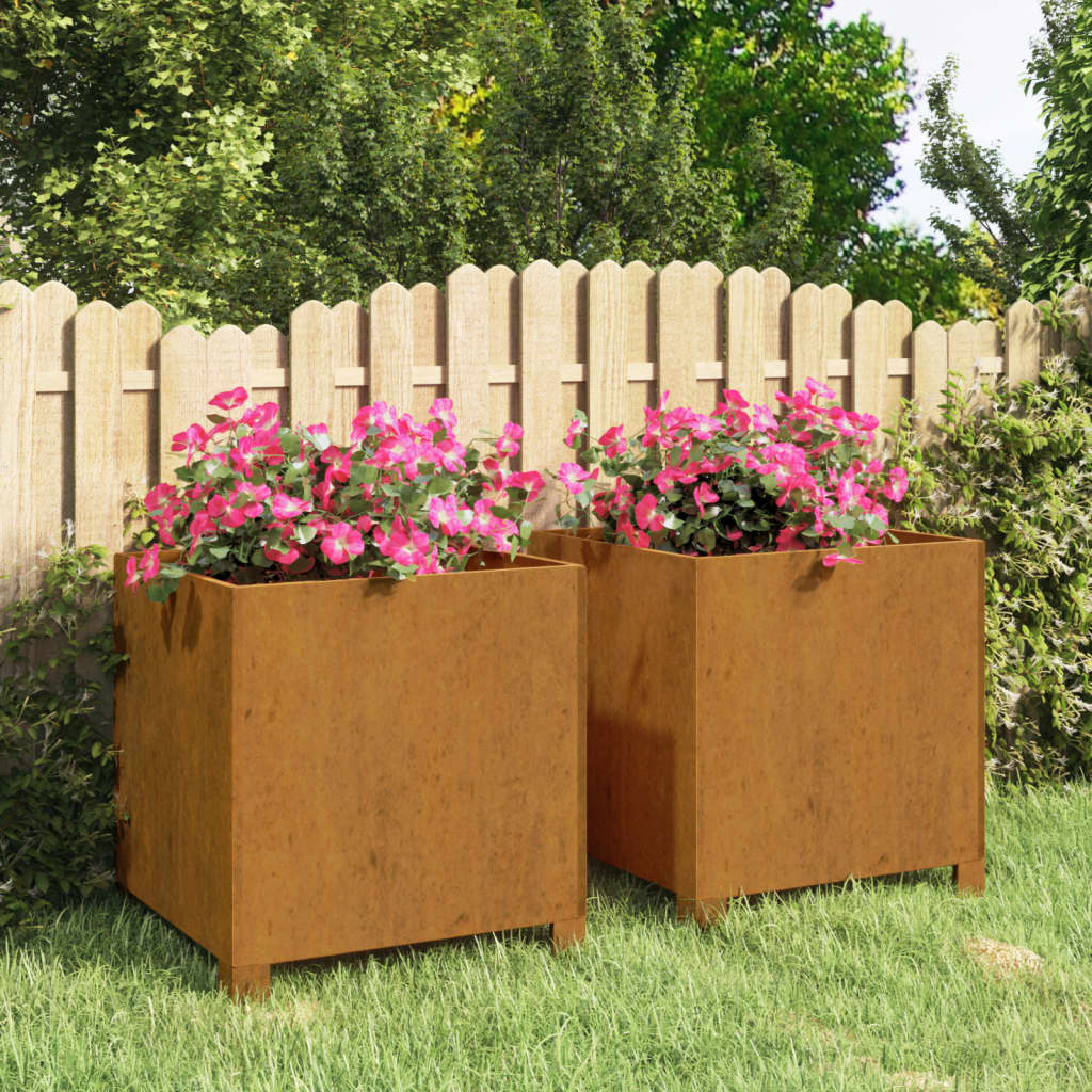 Jardinières Avec Pieds 2 Pcs Rouillé Acier Corten