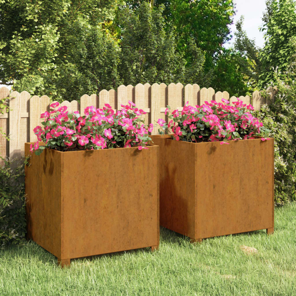 Jardinières Avec Pieds 2 Pcs Rouillé Acier Corten