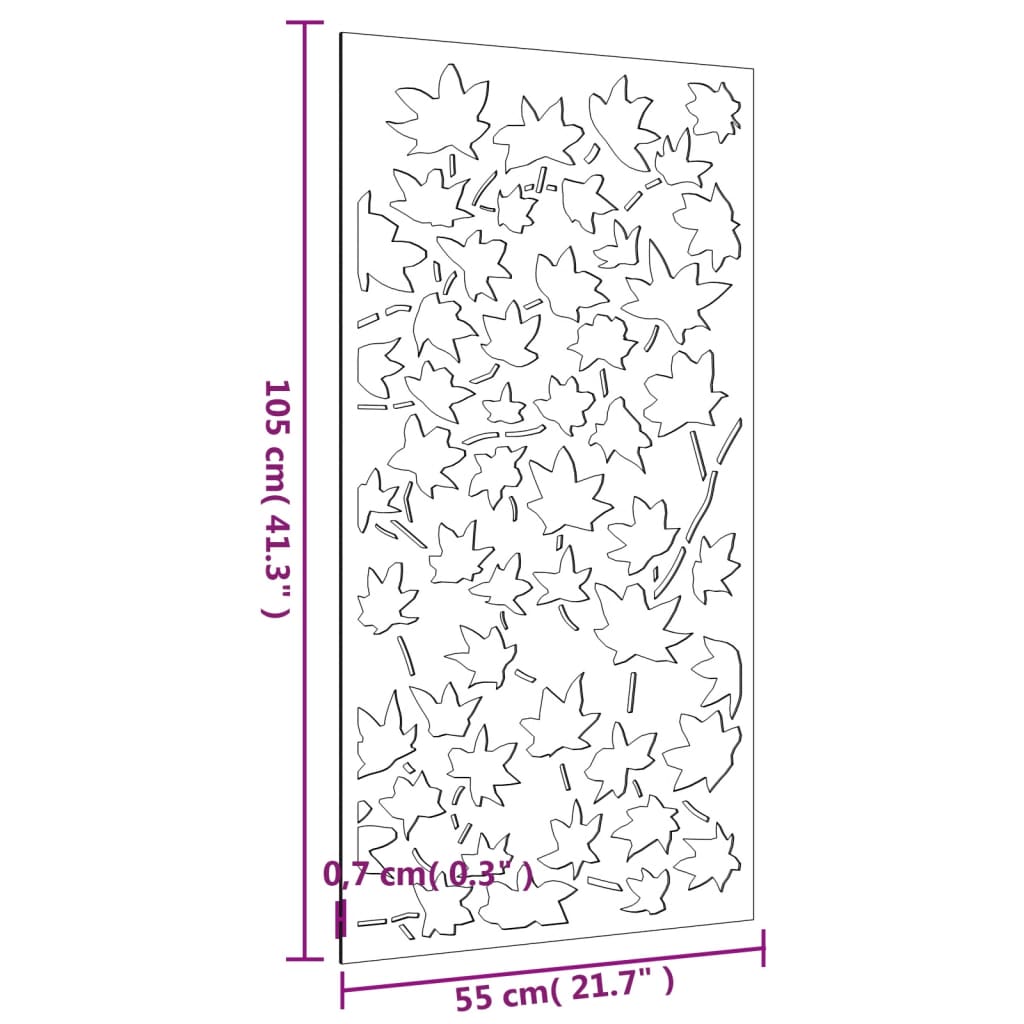 Décoration Murale Jardin 105X55 Cm Acier Corten Design Feuille