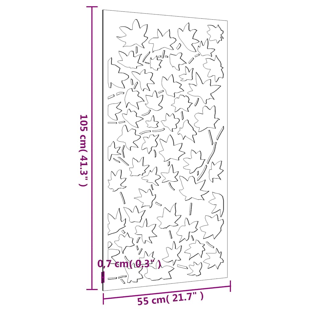 Décoration Murale Jardin 105X55 Cm Acier Corten Design Feuille