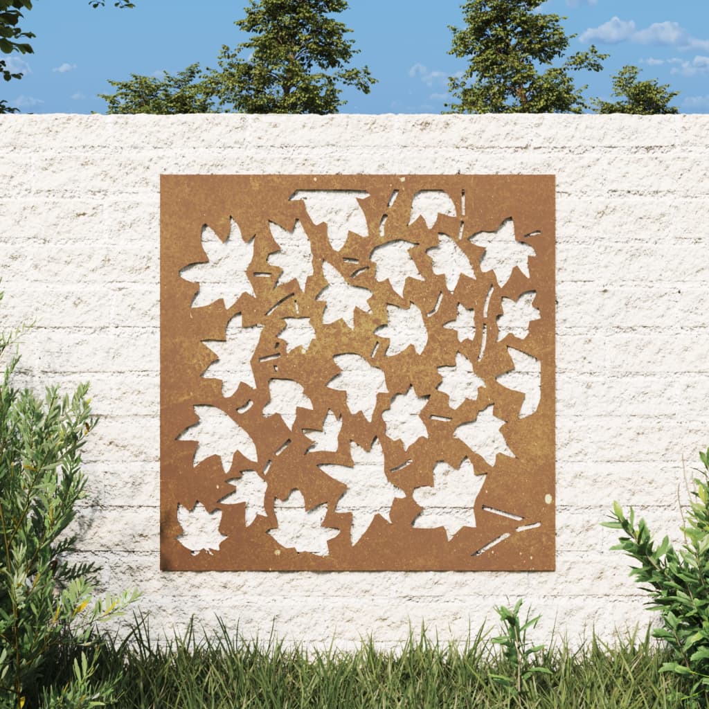 Décoration Murale Jardin 55X55 Cm Acier Corten Design Feuille