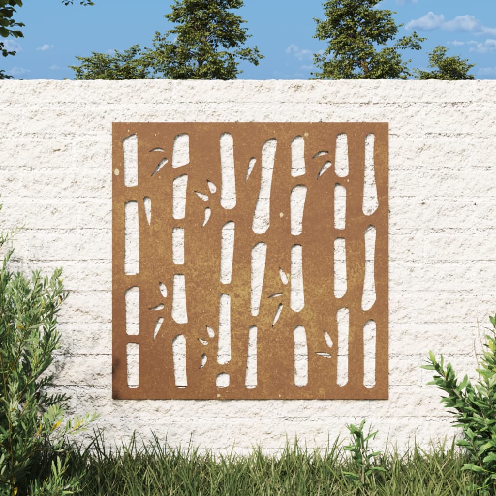 Décoration Murale Jardin 55X55 Cm Acier Corten Design Bambou