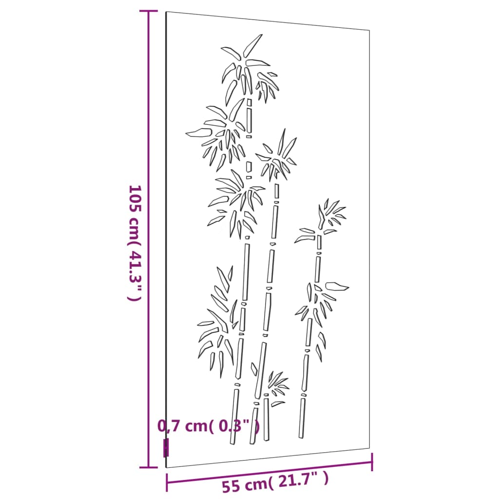 Décoration Murale Jardin 105X55 Cm Acier Corten Design Bambou