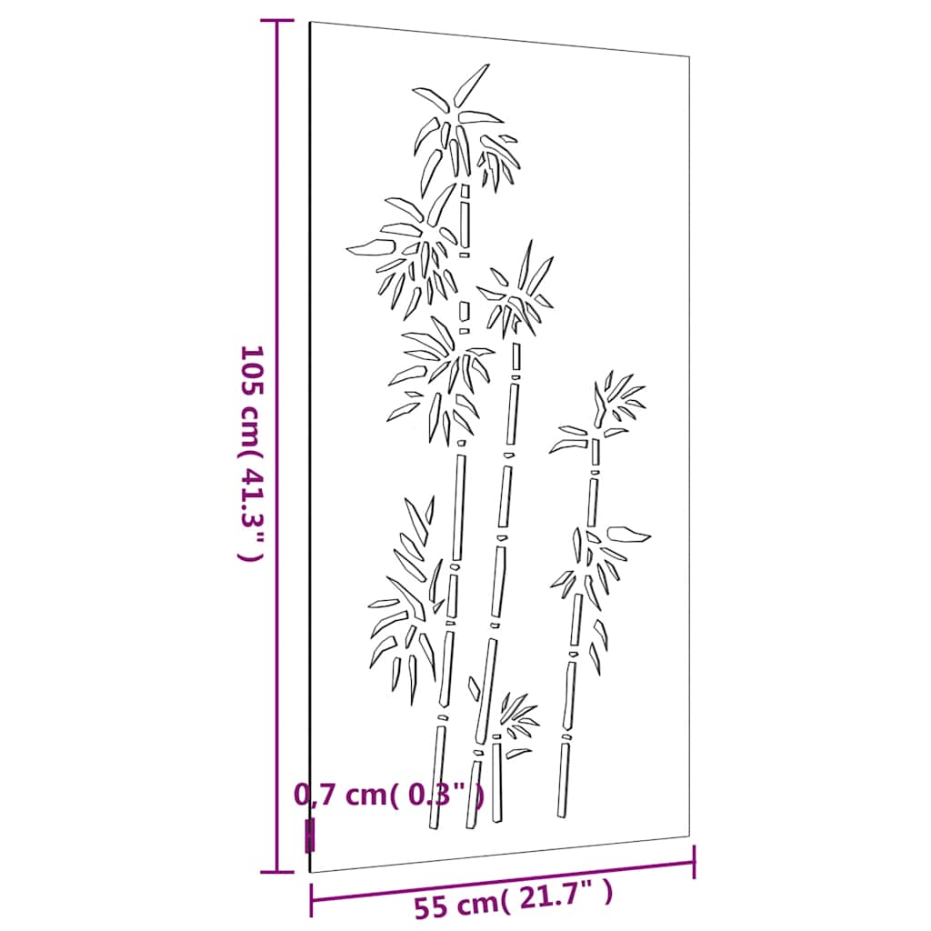 Décoration Murale Jardin 105X55 Cm Acier Corten Design Bambou