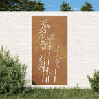 Décoration Murale Jardin 105X55 Cm Acier Corten Design Bambou
