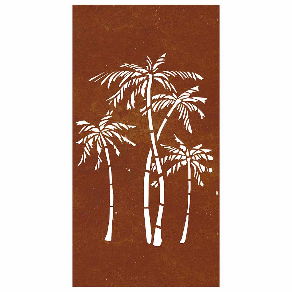 Décoration Murale Jardin 105X55 Cm Acier Corten Design Palmier