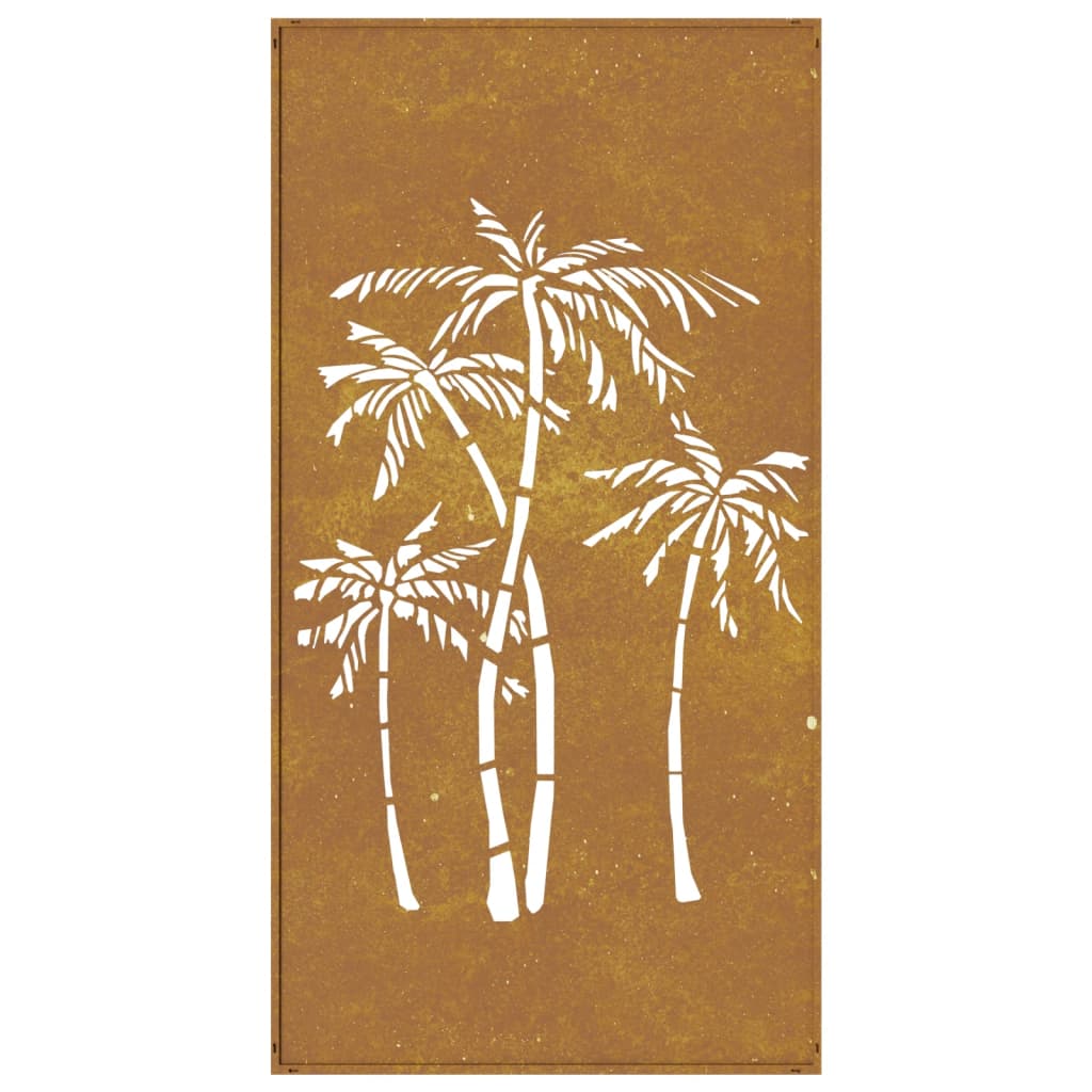 Décoration Murale Jardin 105X55 Cm Acier Corten Design Palmier