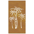 Décoration Murale Jardin 105X55 Cm Acier Corten Design Palmier
