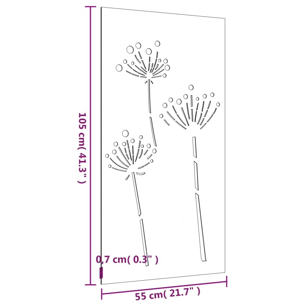 Décoration Murale Jardin 105X55 Cm Acier Corten Design De Fleur