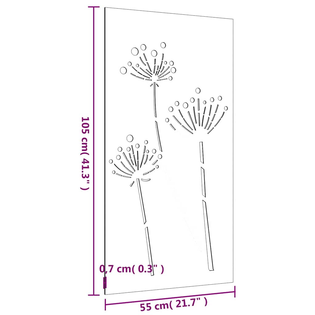 Décoration Murale Jardin 105X55 Cm Acier Corten Design De Fleur