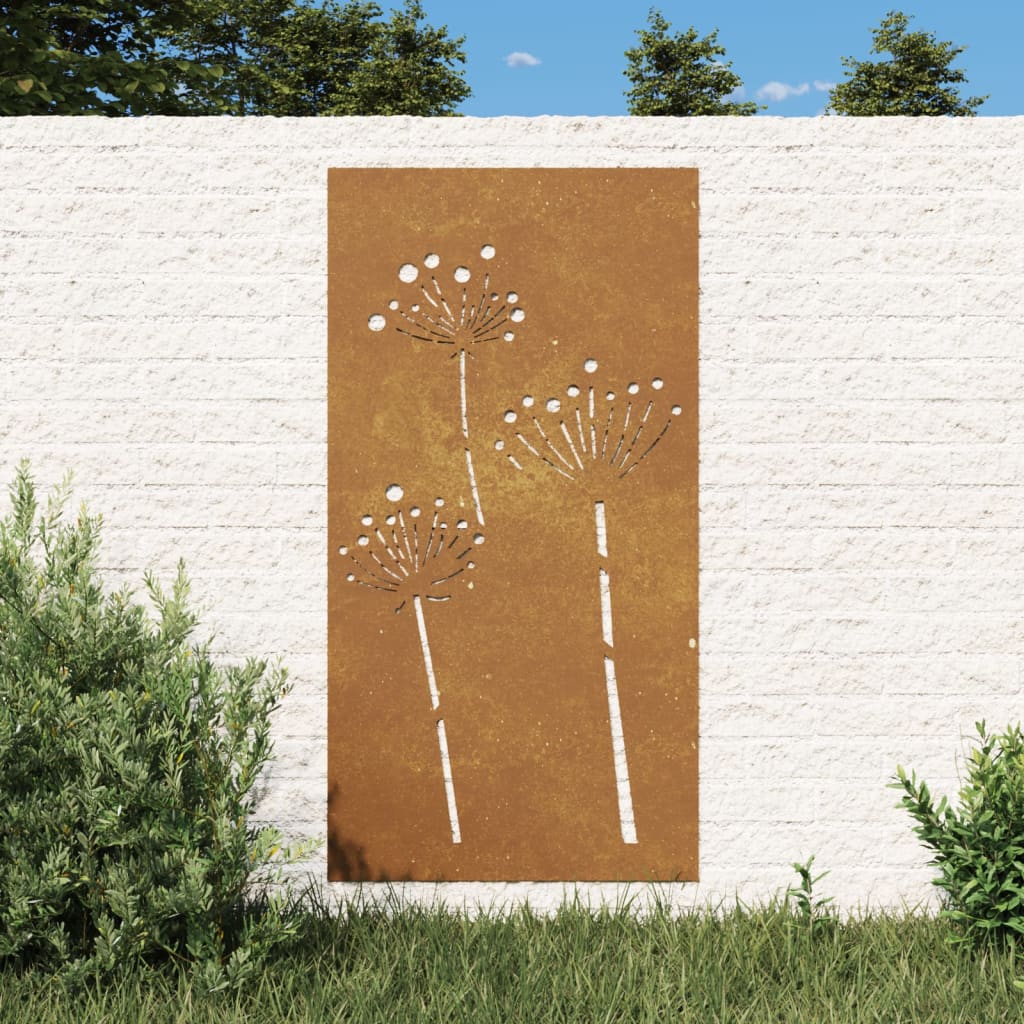Décoration Murale Jardin 105X55 Cm Acier Corten Design De Fleur