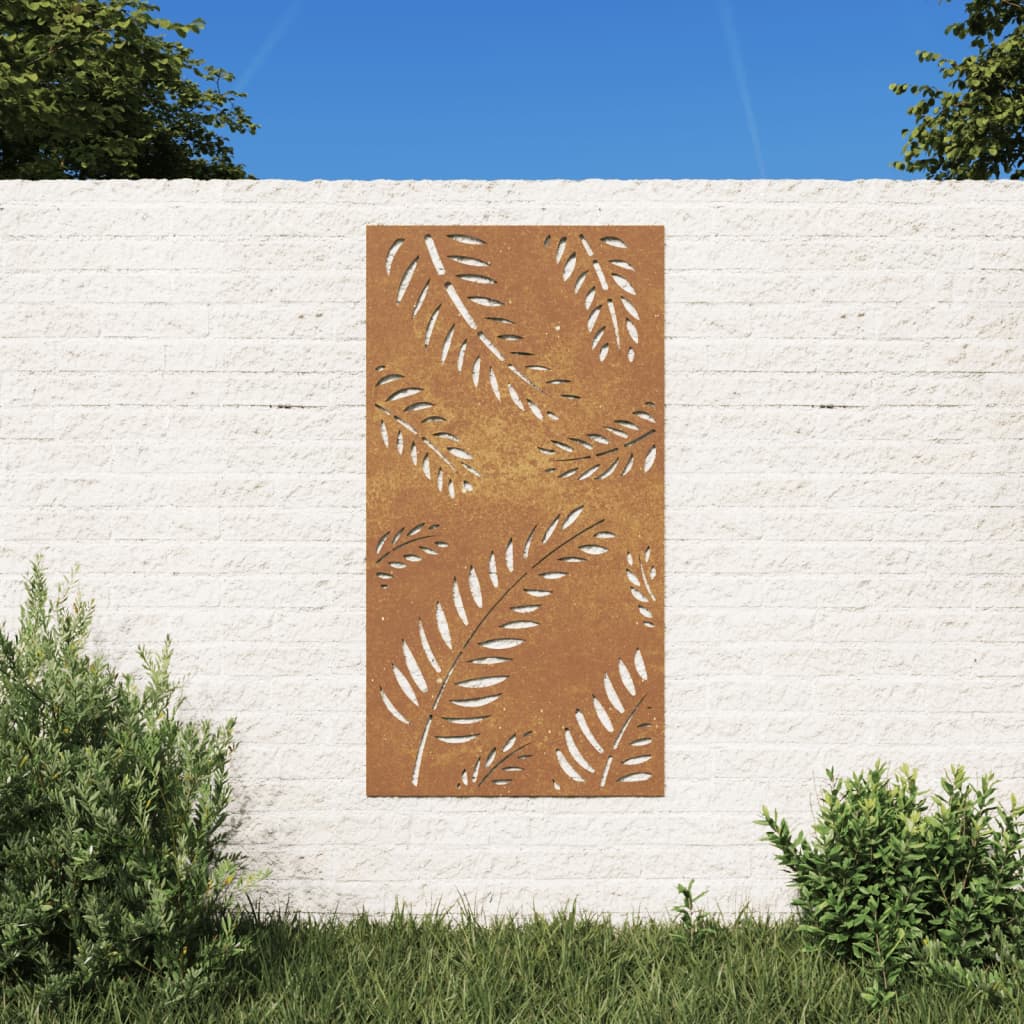 Décoration Murale Jardin 105X55 Cm Acier Corten Design Feuille