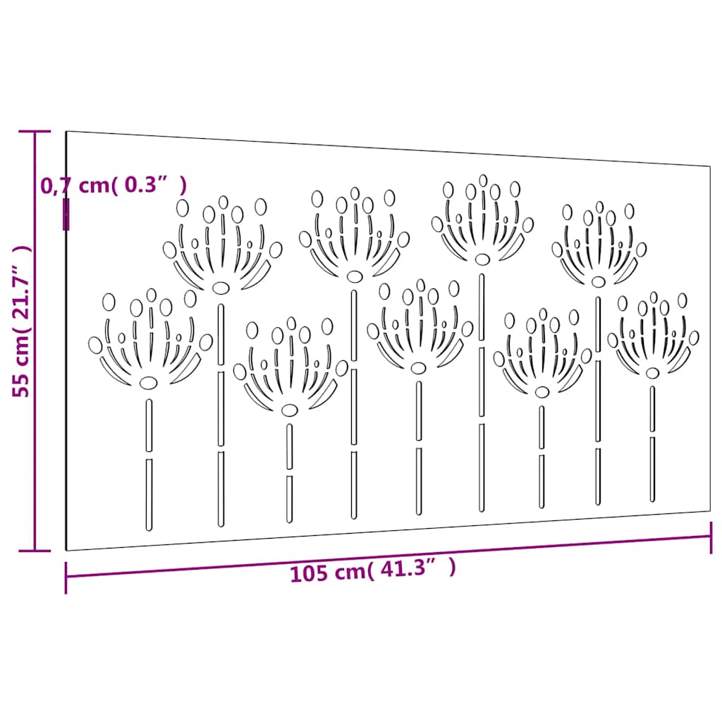 Décoration Murale Jardin 105X55 Cm Acier Corten Design De Fleur