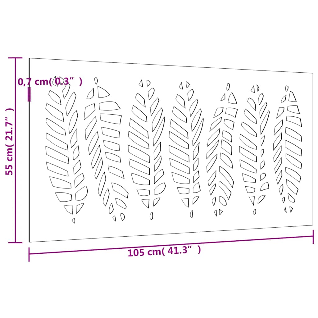 Décoration Murale Jardin 105X55 Cm Acier Corten Design Feuille
