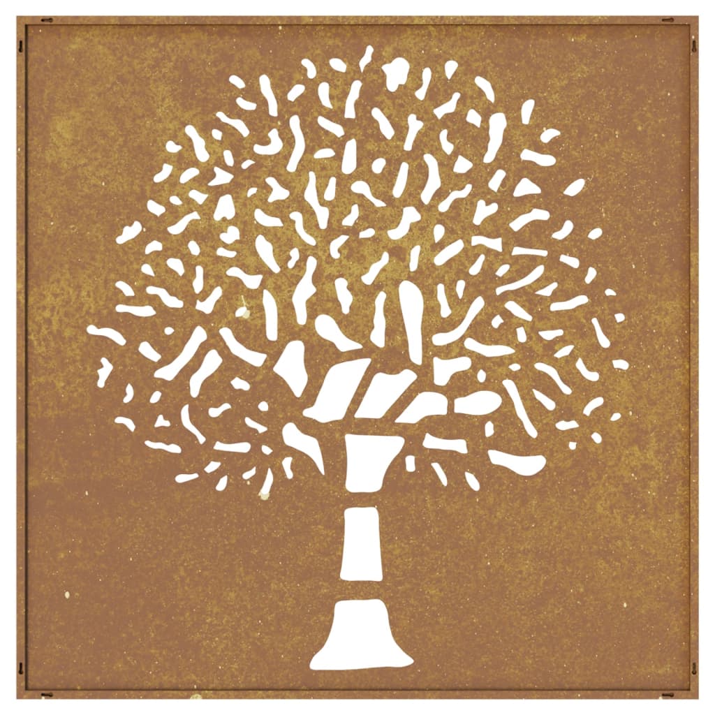 Décoration Murale Jardin 55X55 Cm Acier Corten Design D'arbre