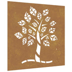 Décoration Murale Jardin 55X55 Cm Acier Corten Design D'arbre