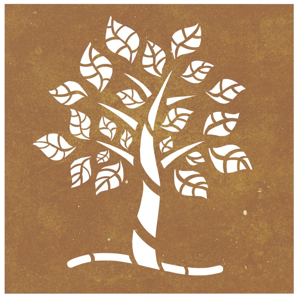 Décoration Murale Jardin 55X55 Cm Acier Corten Design D'arbre