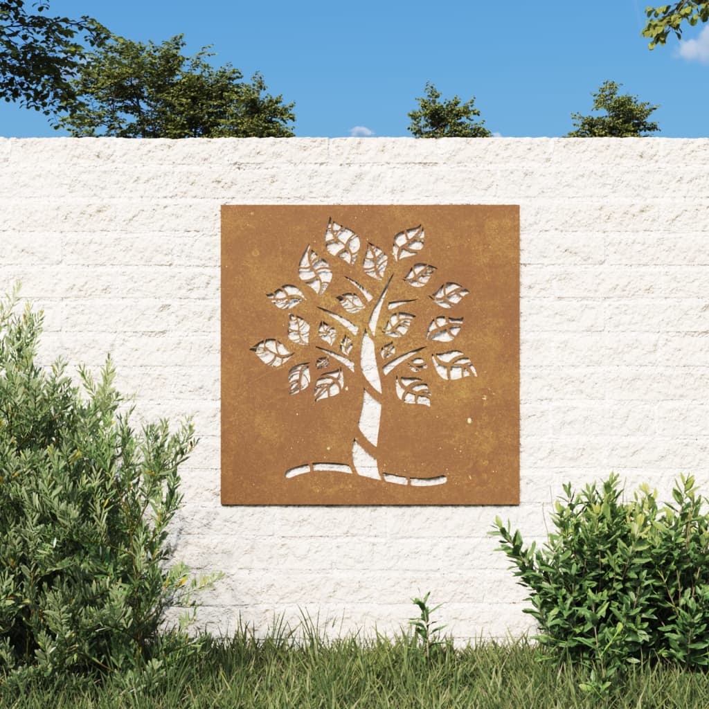 Décoration Murale Jardin 55X55 Cm Acier Corten Design D'arbre