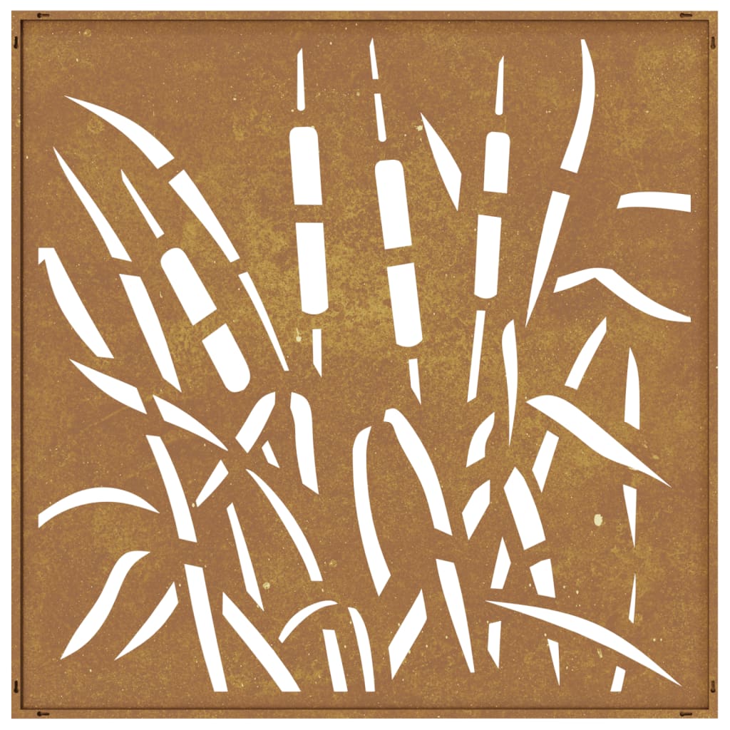 Décoration Murale Jardin 55X55 Cm Acier Corten Design D'herbe