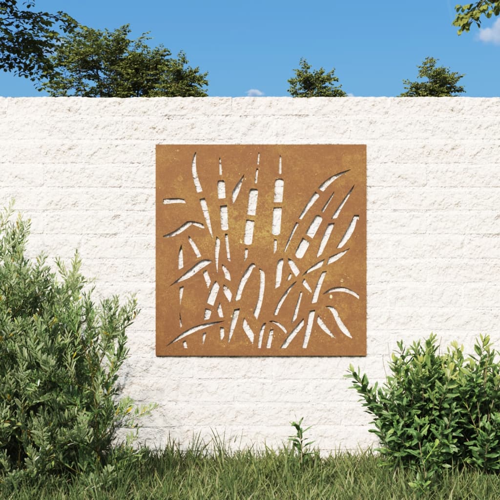 Décoration Murale Jardin 55X55 Cm Acier Corten Design D'herbe
