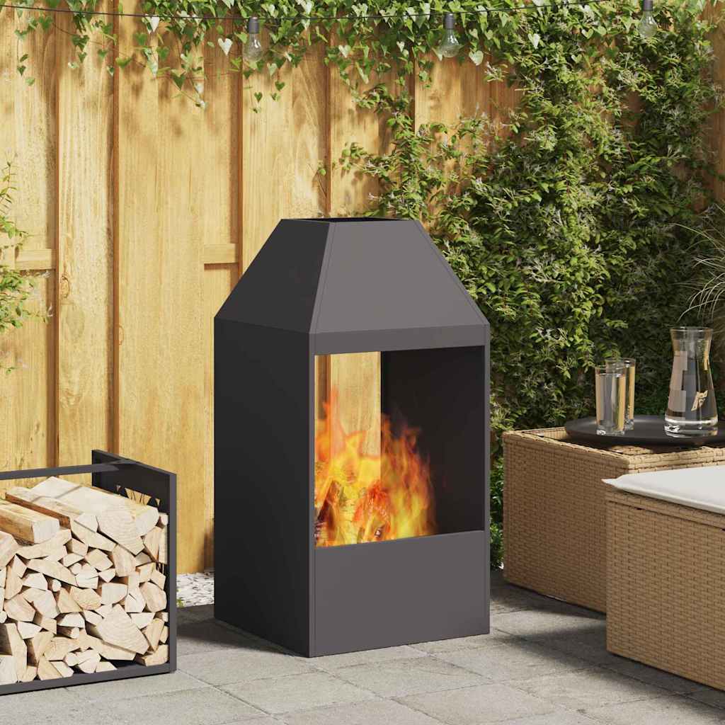 Brasero Rouillé 50 X 50 X 100 Cm Acier Patiné