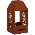 Brasero Rouillé 50 X 50 X 100 Cm Acier Patiné