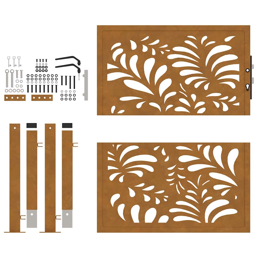 Portail De Jardin En Acier Patiné Motif Vagues