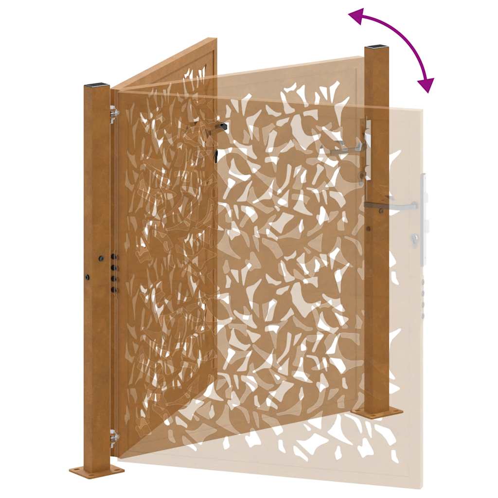 Portail De Jardin En Acier Patiné Motif Vagues