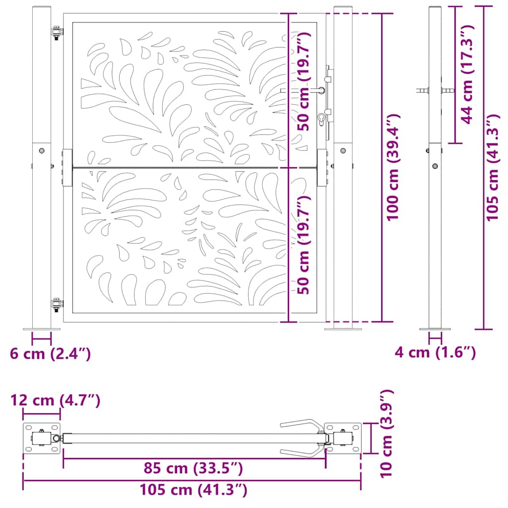 Portail De Jardin En Acier Patiné Motif Vagues