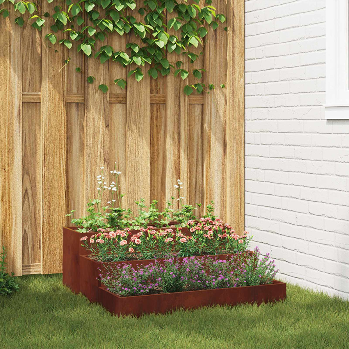 Cache-Pot De Jardin Rouillé Acier Patiné