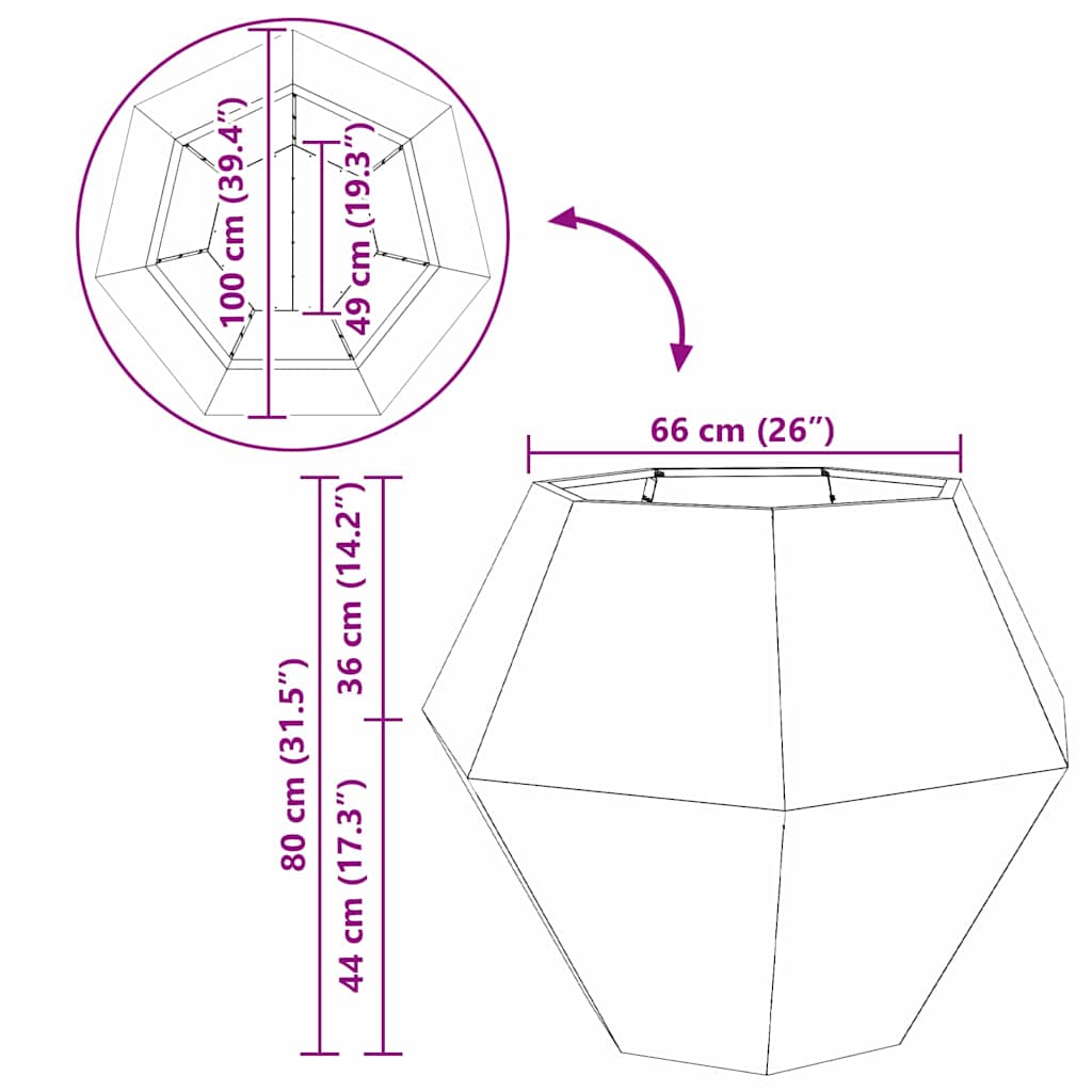 Jardinière 2 Pc Rouillé