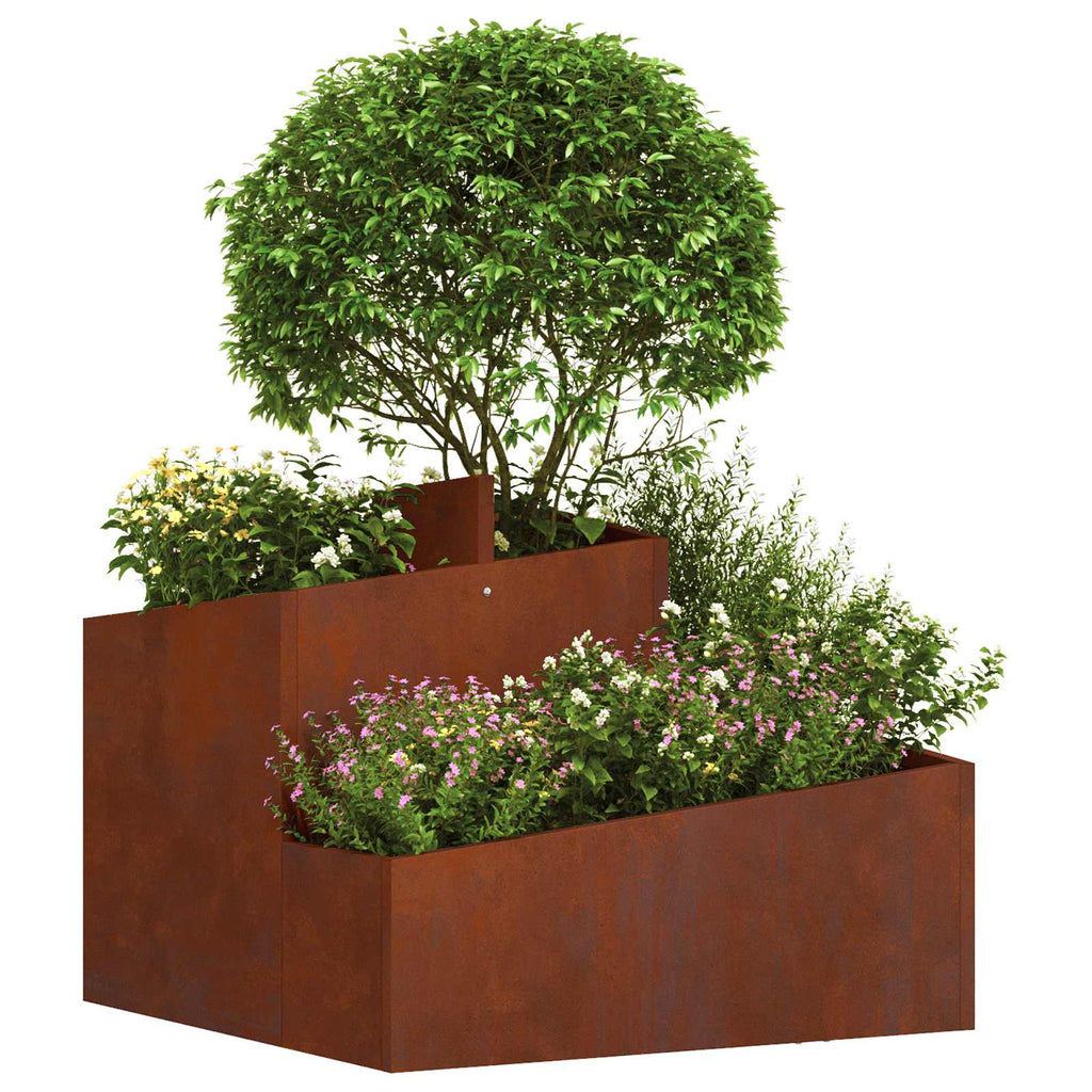 Cache-Pot De Jardin Rouillé 60 X 60 X 50 Cm Acier Patiné