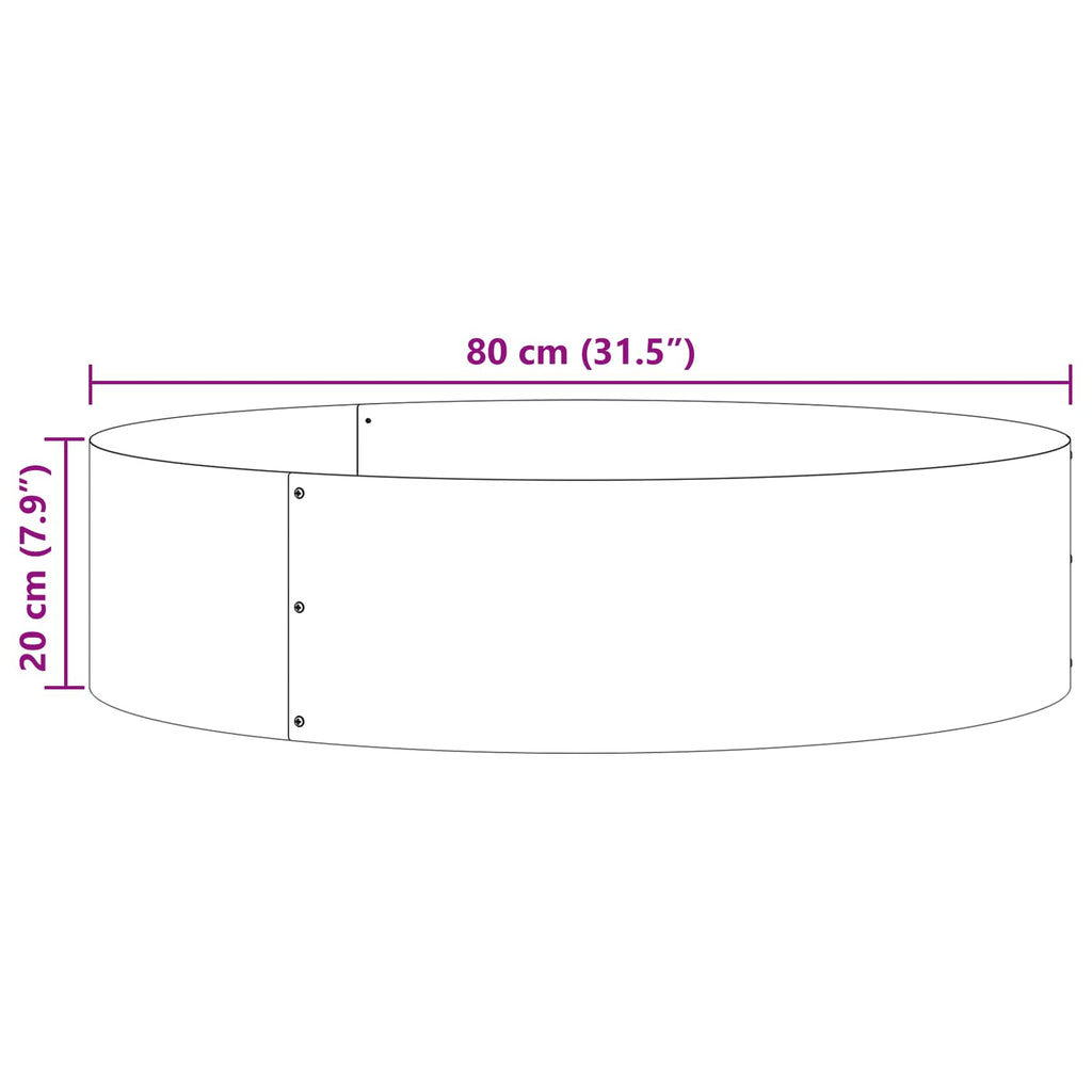 Anneau De Jardinière Rouillé 80 X 80 X 20 Cm Acier Patiné