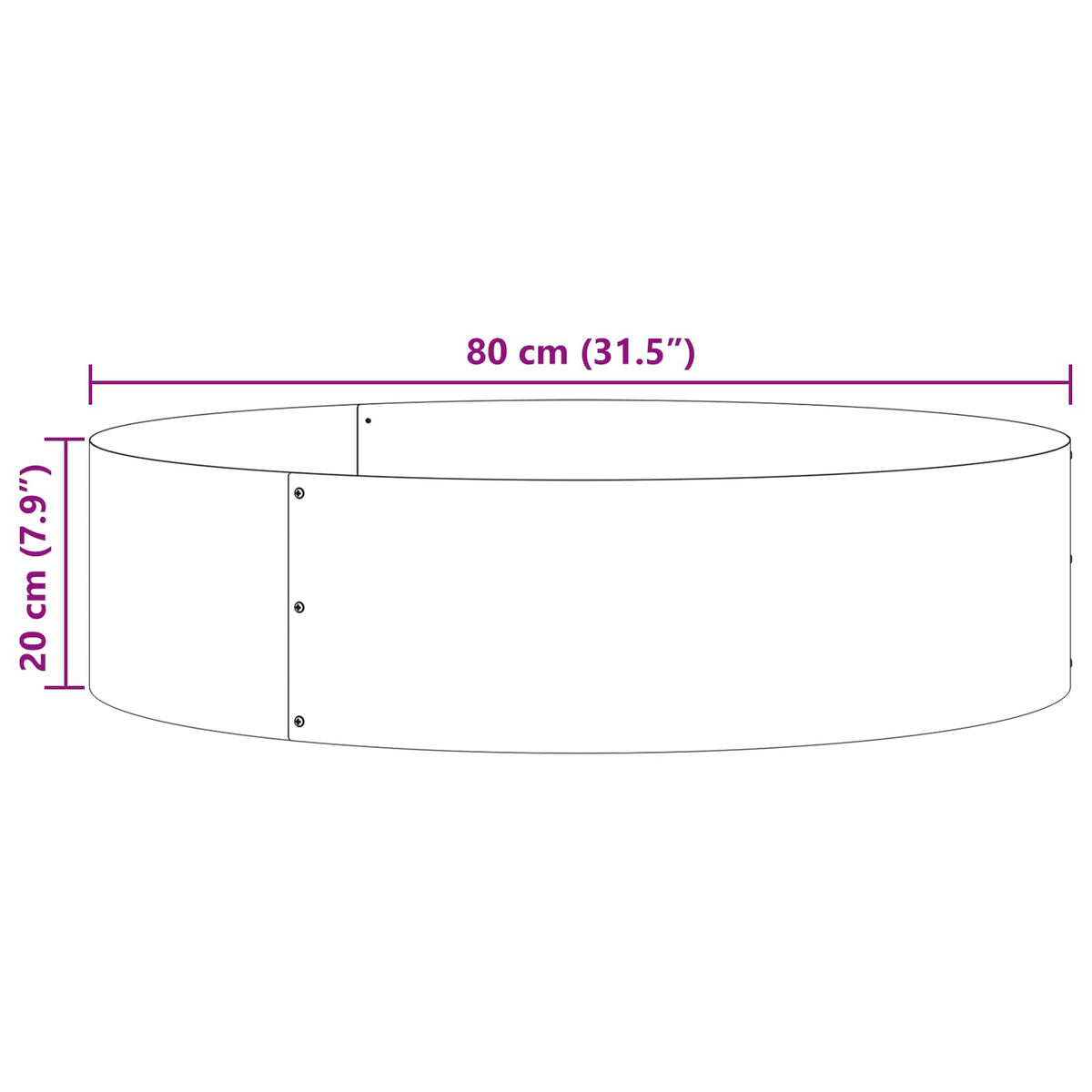 Anneau De Jardinière Rouillé 80 X 80 X 20 Cm Acier Patiné
