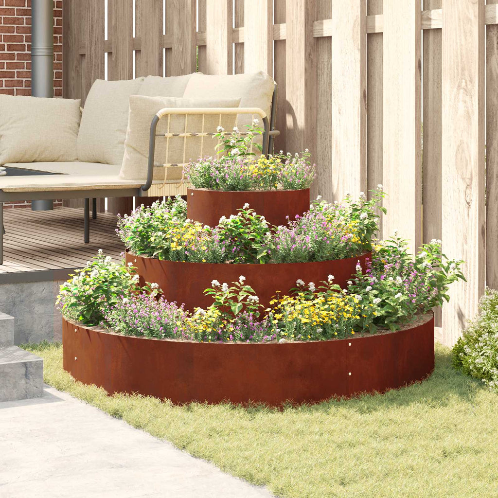 Cache-Pot De Jardin Rouillé 120 X 120 X 20 Cm Acier Patiné