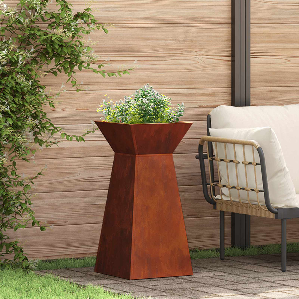 Jardinière À Pilier Rouillé