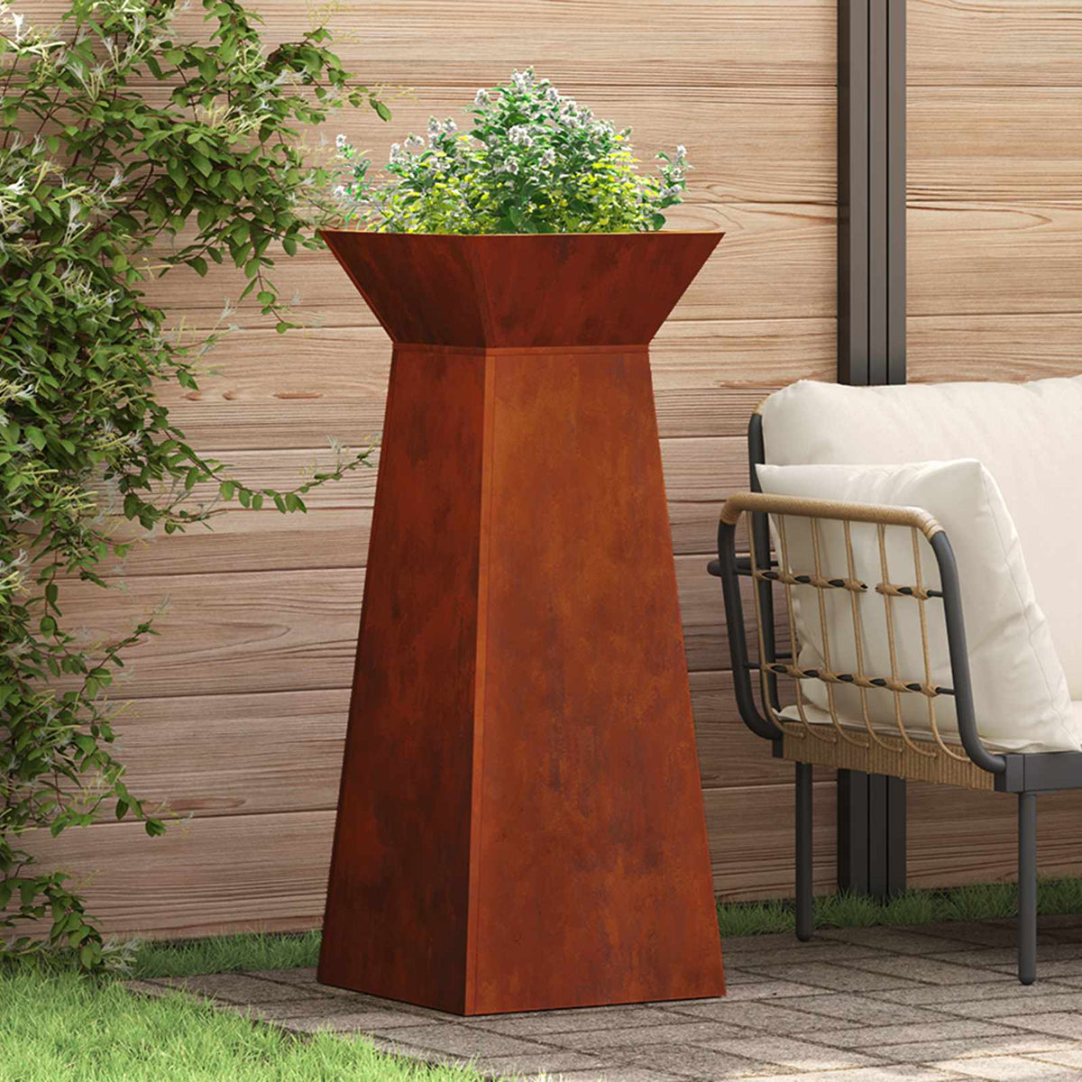 Jardinière À Pilier Rouillé