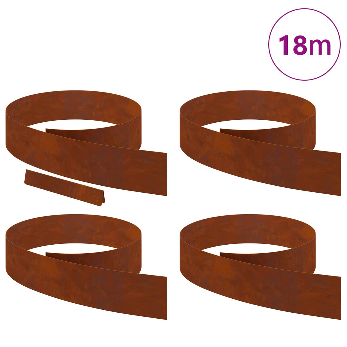 Bordure De Pelouse 4 Pc Acier Patiné Rouillé
