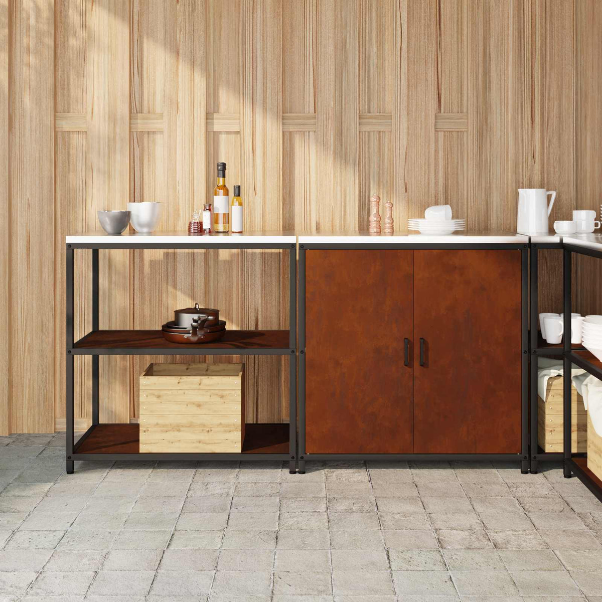 Ensemble De Rangement Cuisine Hattem 2 Pc Rouillé Acier
